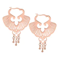 Ruusukultaiset Ginkgo-lehti korvakorut hienostuneella muotoilulla valkoisella taustalla