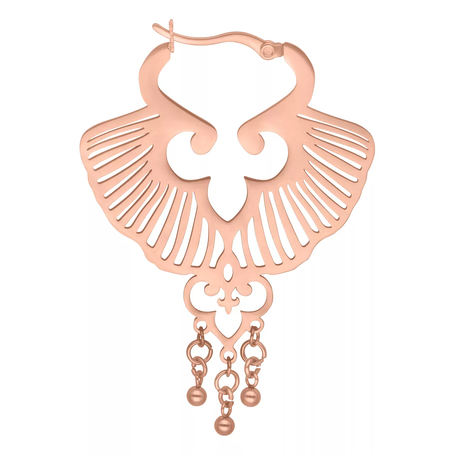 Ginkgo-muotoiset korvakorut ruusukullatusta kirurginteräksestä, klipsikiinnityksellä