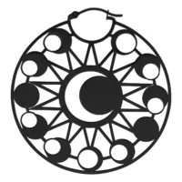 Mustat pyöreät korvakorut kuunvaihekuviolla, klipsilukitus