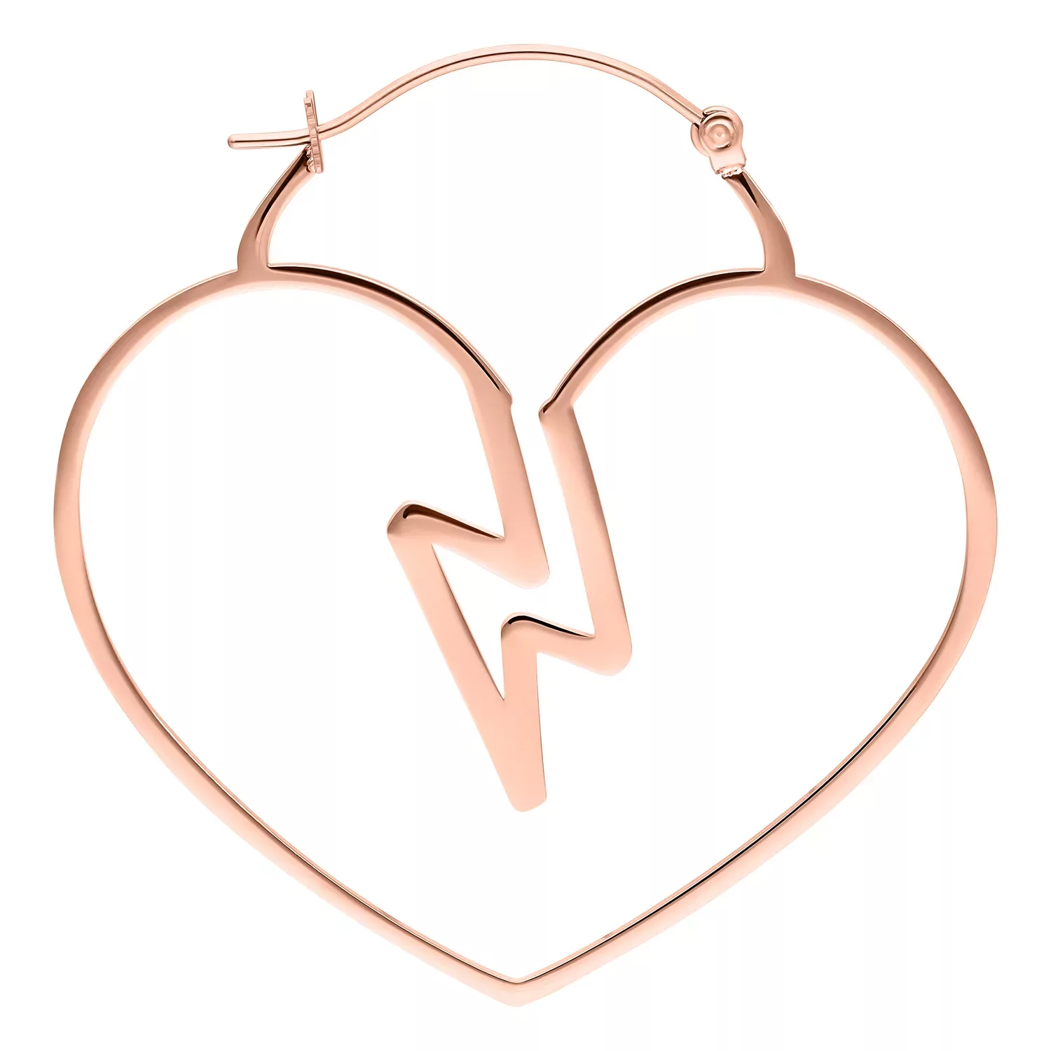 Ruusuhopeat sydämenmuotoiset korvakorut klipsilukolla valkoisella taustalla