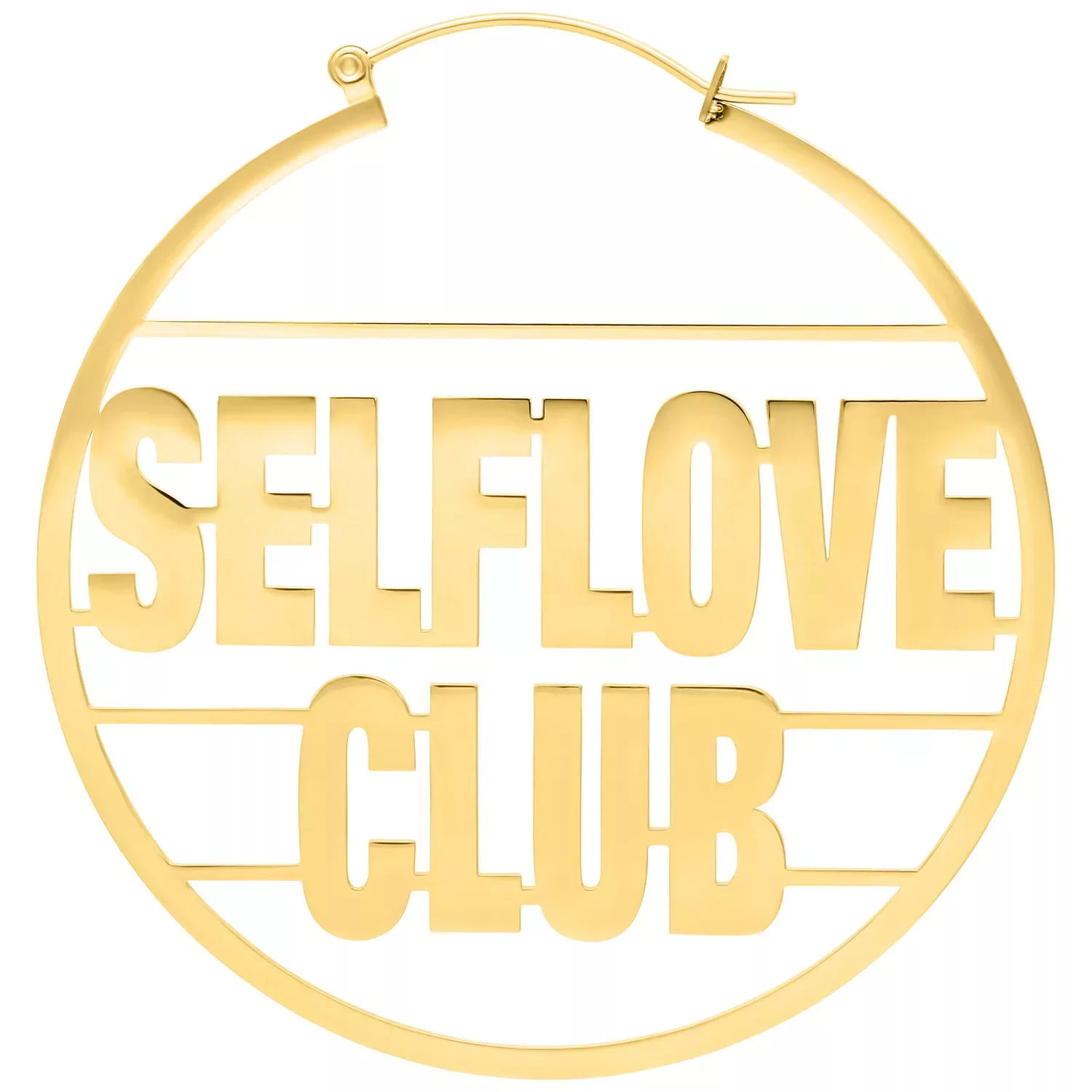Kultaiset Selflove Club Hoops -korvakorut kirurginteräksestä valkoisella taustalla