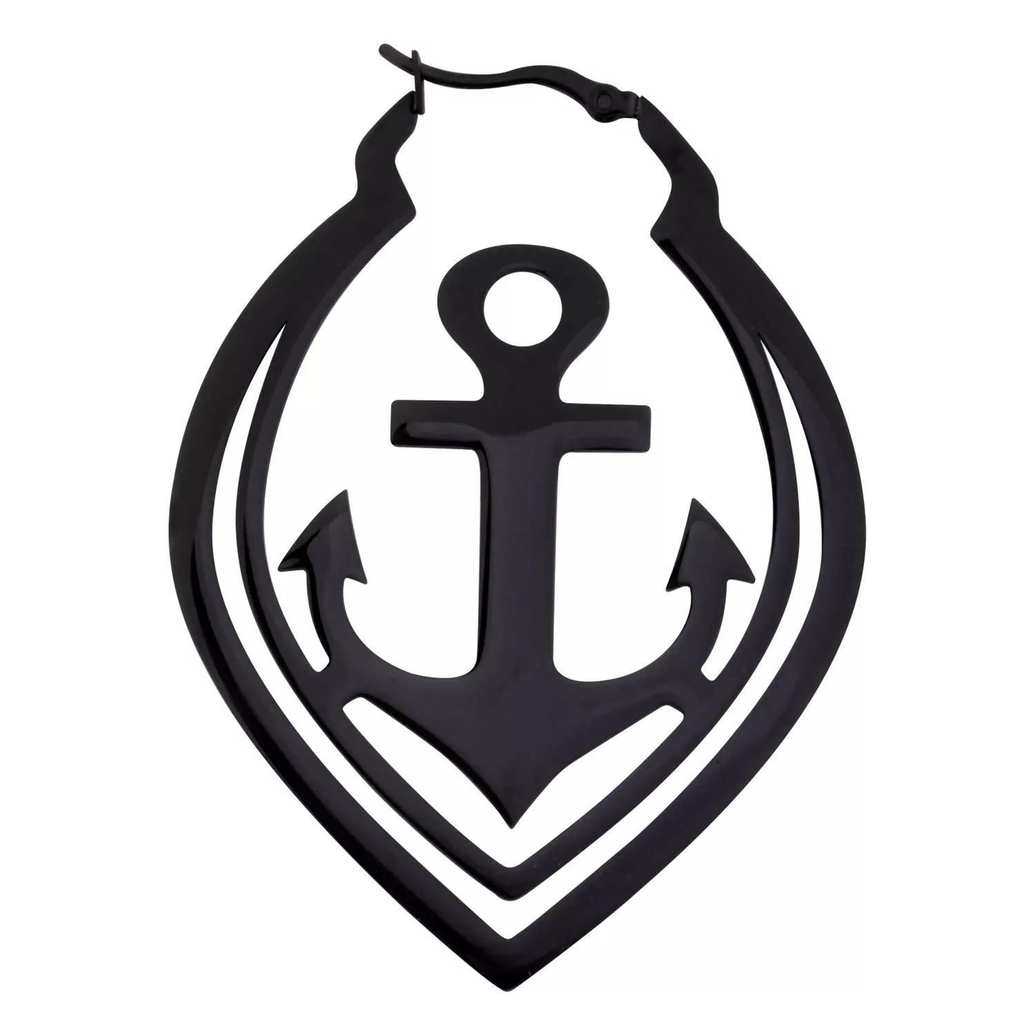 Musta Anchor Hoops korvakorut kirurginteräksestä klipsikiinnityksellä