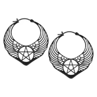 Winged Pentagram Hoops