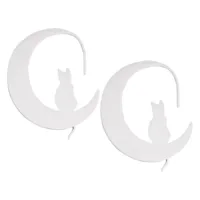 Silberne Moonlight Cat Ohrhänger aus Stahl Silberne Ohrringe mit Katzensilhouette auf Mond, Chirurgenstahl, unisex