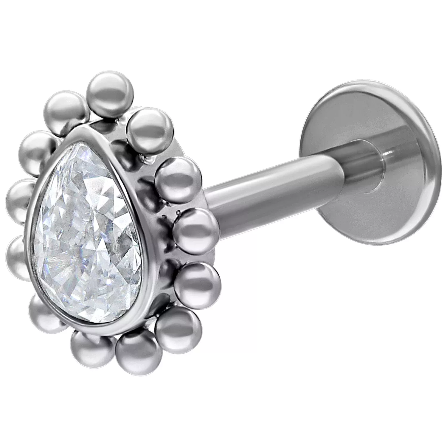 Crystal Teardrop Push-Fit Labret Crystal Teardrop Push-Fit Labret