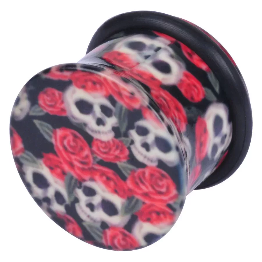 Acrylic Plug Skull´n Roses