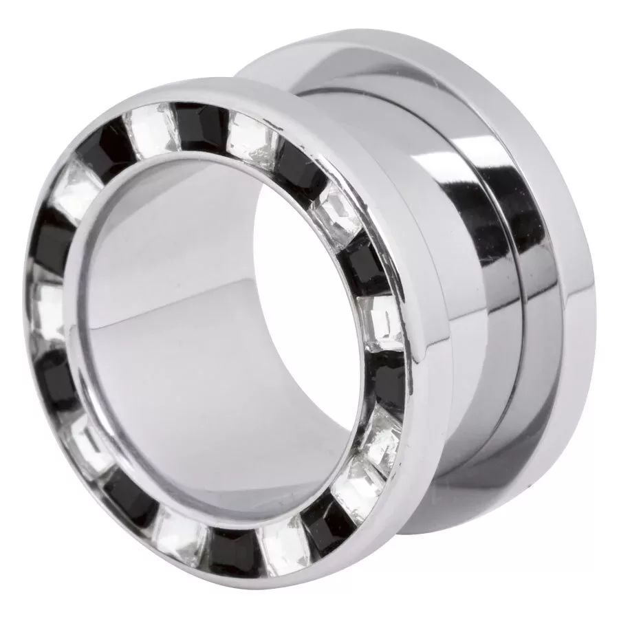 Steel Basicline® Flat Square Cyrstal Tunnel Clear & Black