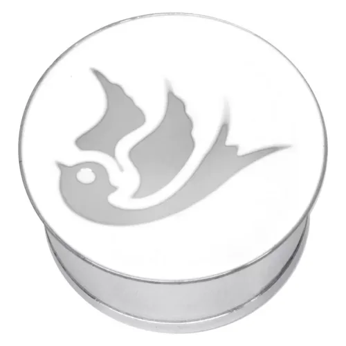 Steel Basicline® Single Flared Impression Plug "Swallow on White"