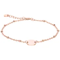 Ruusukultainen helmirannekoru valkoisella taustalla