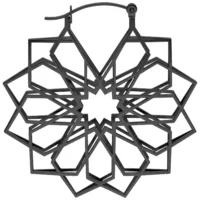 Mustat Kaleidoscope Hoops kirurginteräksestä 316L, geometrinen design valkoisella taustalla