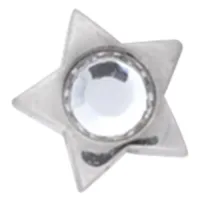 Silberner Sternaufsatz mit kristallklarem Stein auf weißem Hintergrund