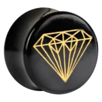 Schwarzer Horn-Plug mit goldenem Diamant-Design auf weißem Hintergrund