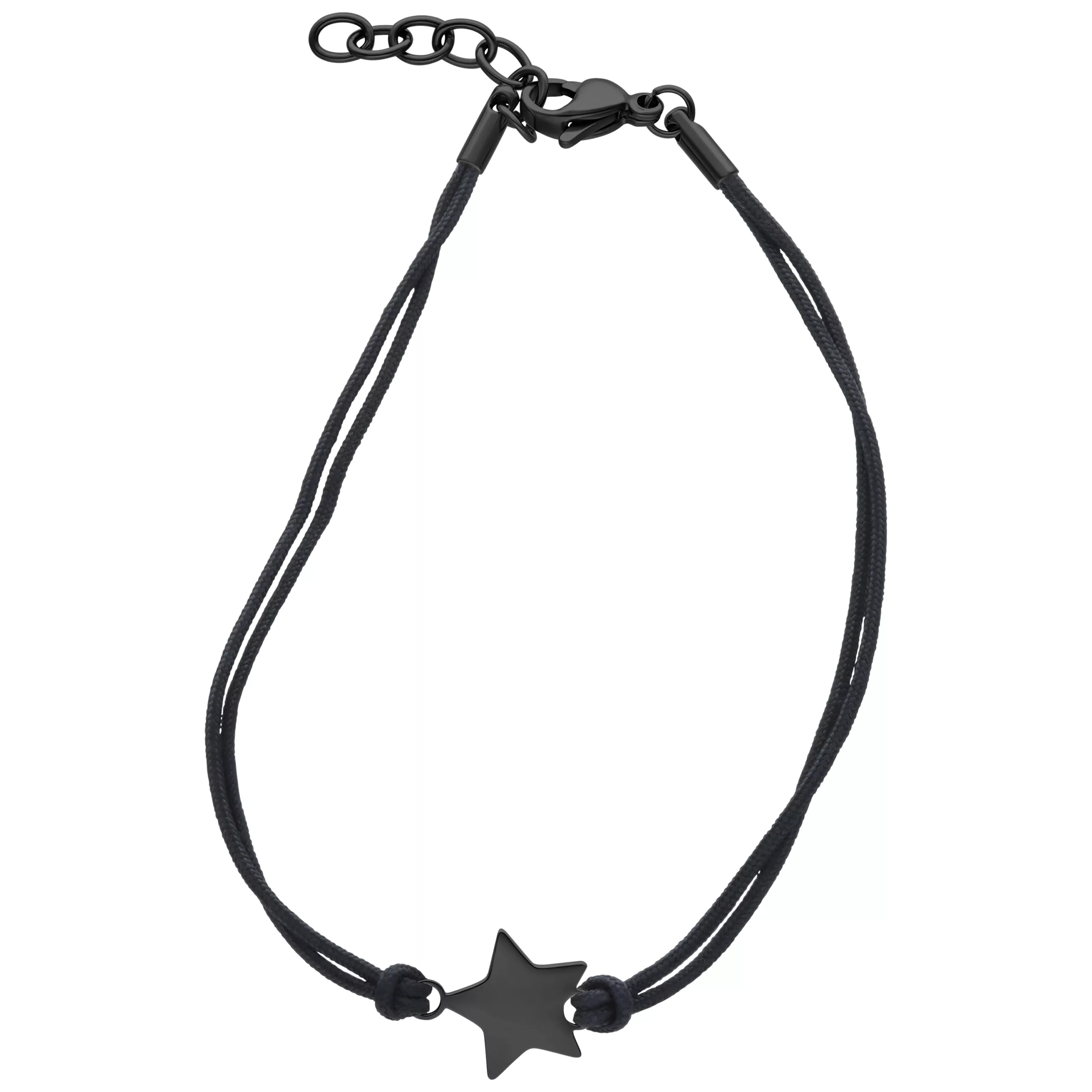 Musta nailonranneke, säädettävä, mustalla tähtiriipuksella