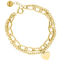 Kultainen rannekoru sydänriipuksella, säädettävä, valkoisella taustalla