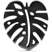 Musta Monstera korvakorut kirurginteräksestä Musta Monstera korvakorut kiiltävästä kirurginteräksestä valkoisella taustalla