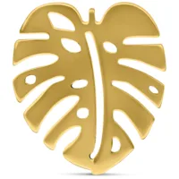 Kultaiset Monstera-korvanapit kirurginteräksestä 316L valkoisella taustalla