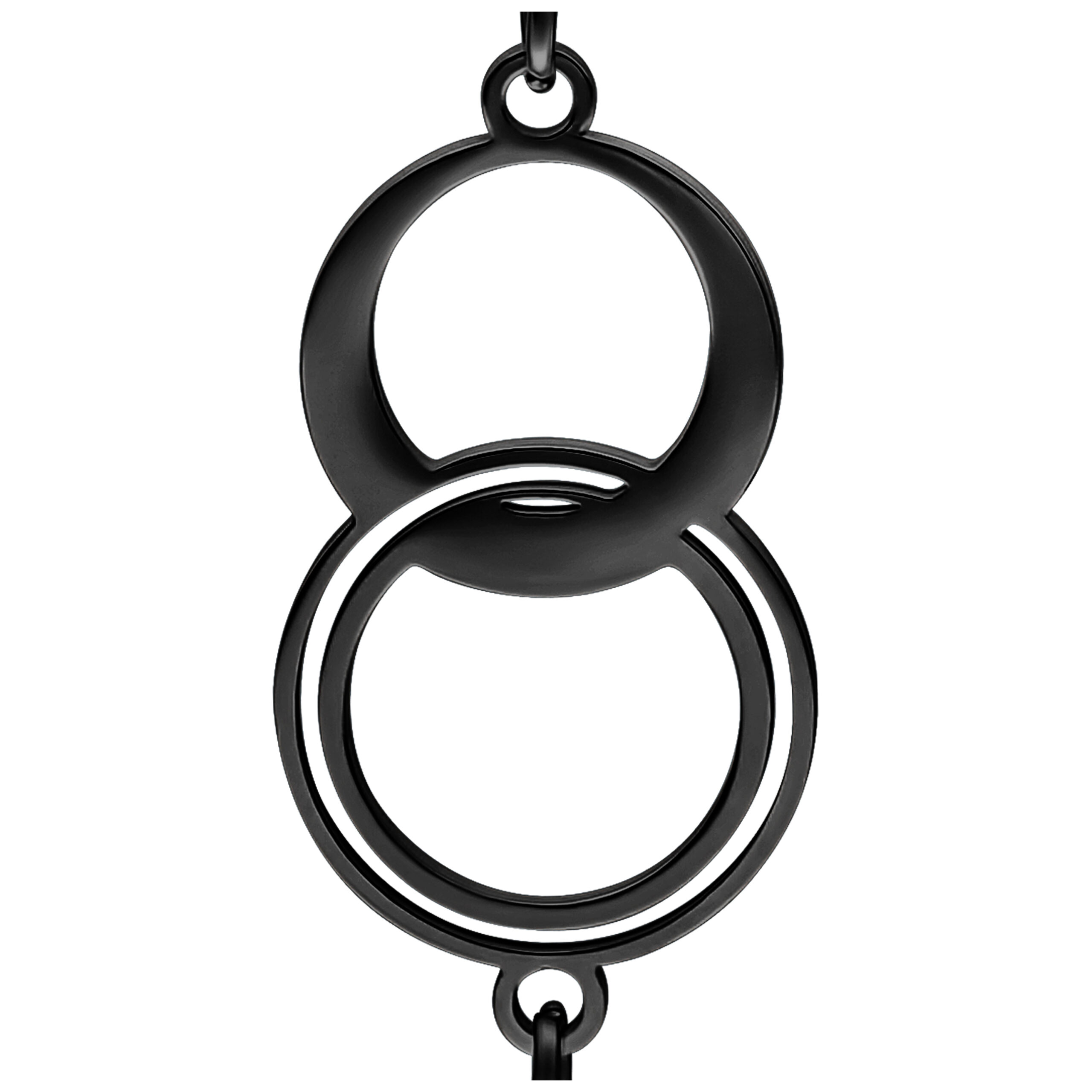 Zwei schwarze, glänzende Hoops aus Chirurgenstahl auf weißem Hintergrund