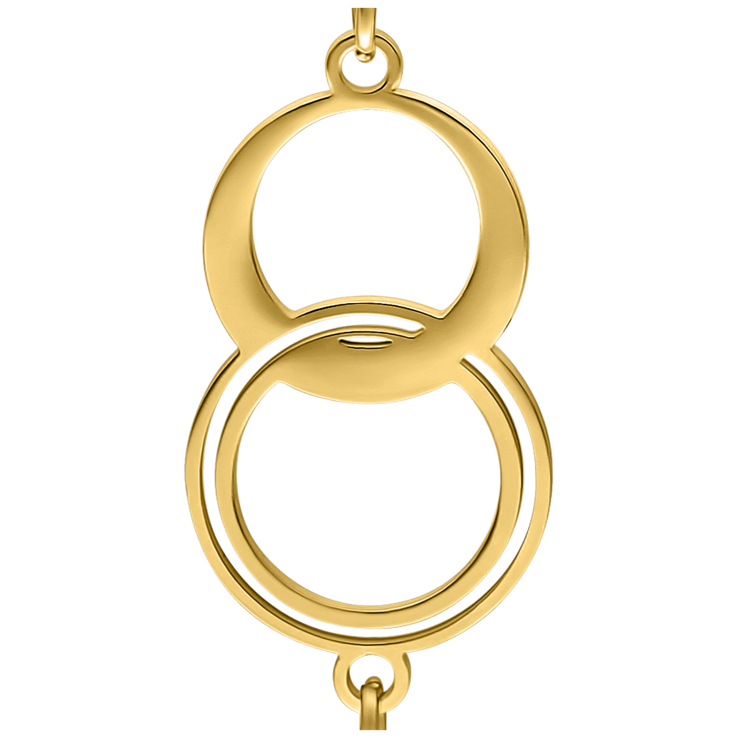 Zwei goldene Hoops Ohrringe aus Chirurgenstahl auf weißem Hintergrund