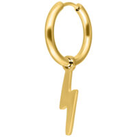 Goldene Ohrringe mit Blitz-Anhänger auf weißem Hintergrund