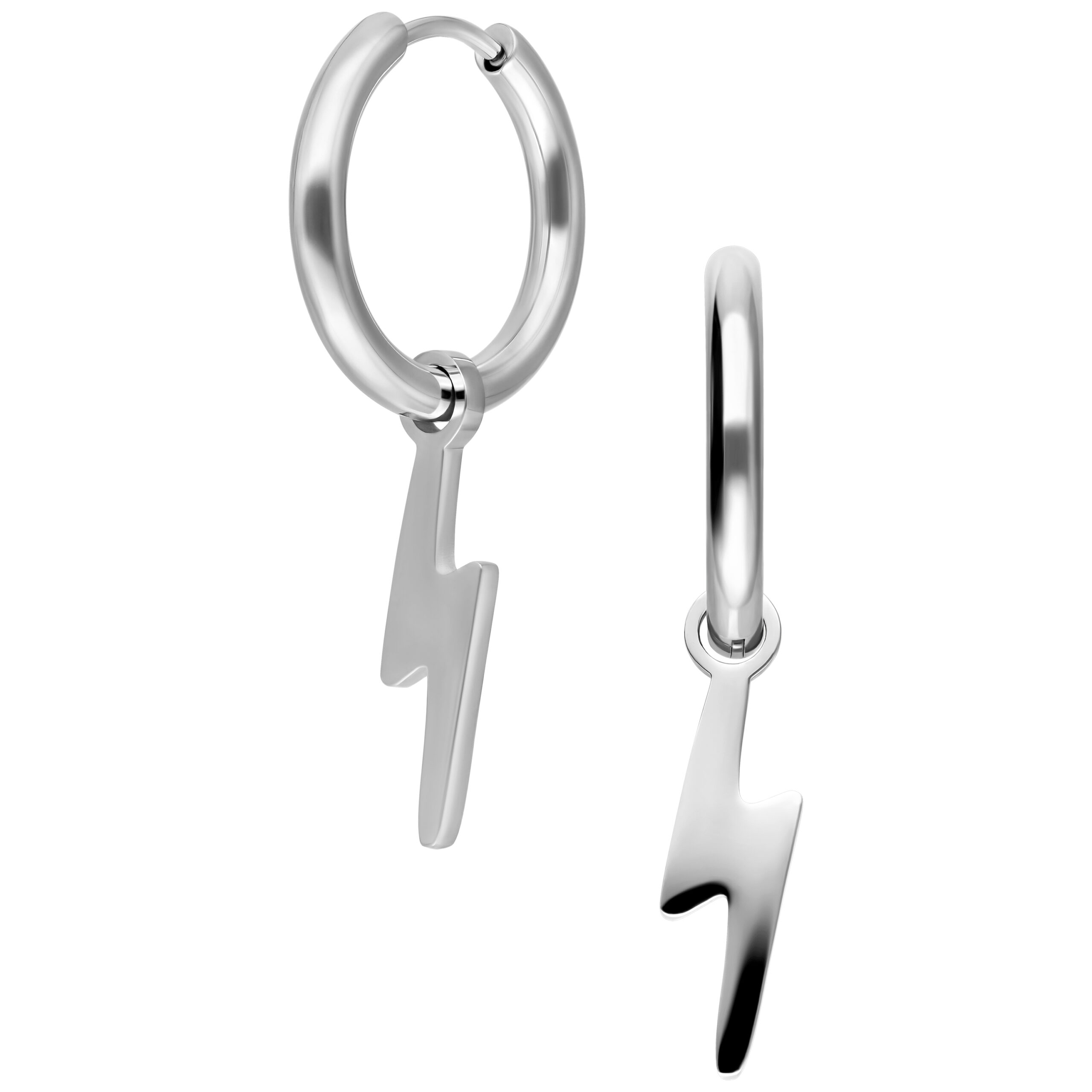 Hopeiset korvakorut salamakoristeella valkoisella taustalla