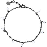 Little Pearl Armband in Schwarzmetall Schwarzes Armband mit kleinen Perlen auf weißem Hintergrund