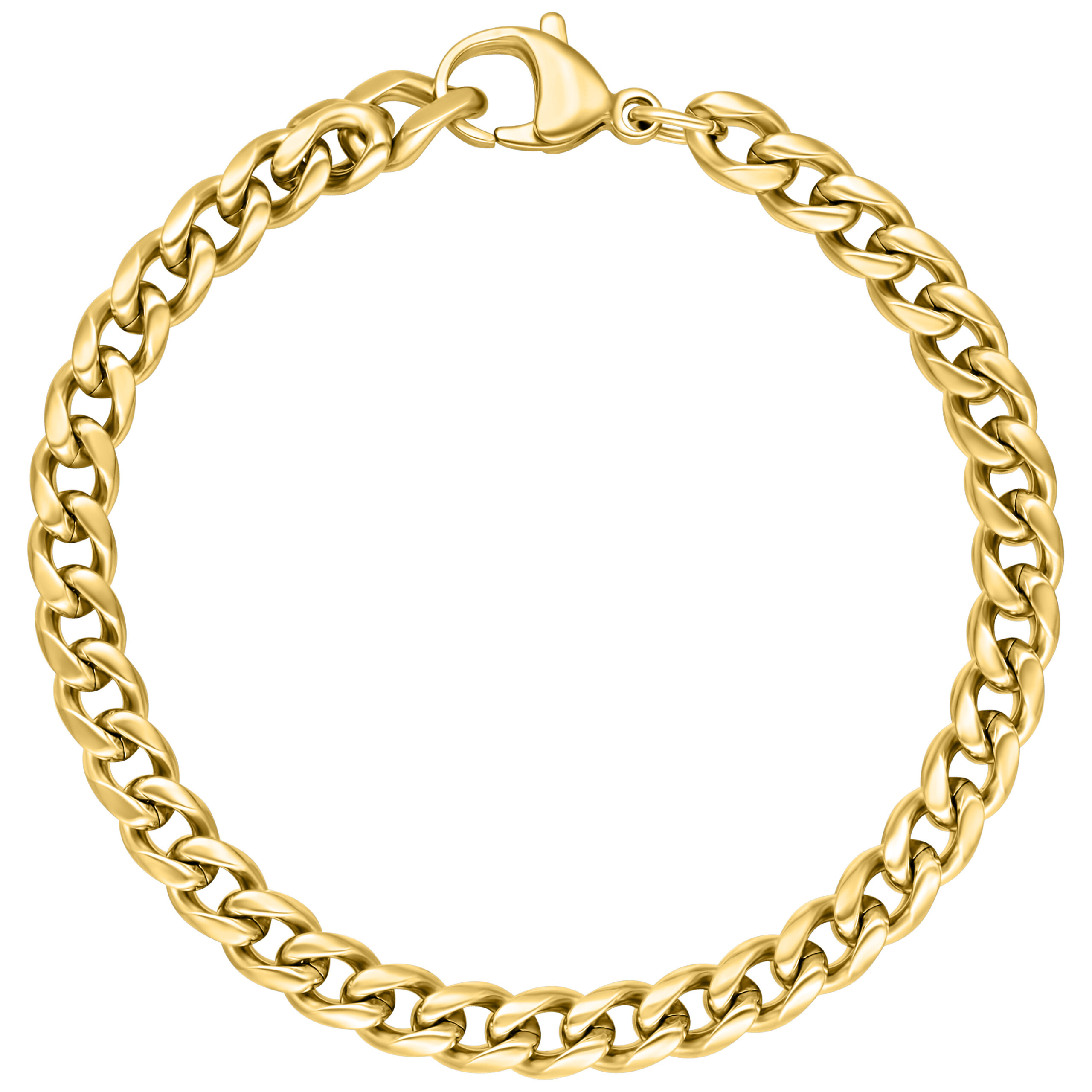 Geflochtenes Armband aus Goldmetall Rundes, goldfarbenes geflochtenes Armband auf weißem Hintergrund