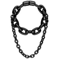 Schwarze Double Chain Ohrgewichte aus Chirurgenstahl Schwarze Double Chain Ohrgewichte aus Chirurgenstahl 316L, auf weißem Hintergrund