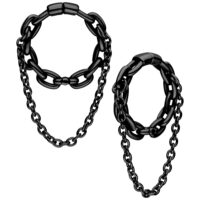 Double Chain Ohrgewichte - Metal noir Schwarz Schwarze Double Chain Ohrgewichte aus Chirurgenstahl auf weißem Hintergrund