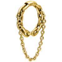 Goldene Ohrgewichte mit doppelter Kette aus Chirurgenstahl 316L