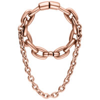 Roségoldene Double Chain Ohrgewichte aus Chirurgenstahl auf weißem Hintergrund