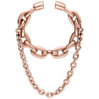 Roségoldene Double Chain Ohrgewichte aus Chirurgenstahl auf weißem Hintergrund