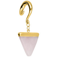 Kultainen kolmionmuotoinen korvapaino koukulla valkoisella taustalla