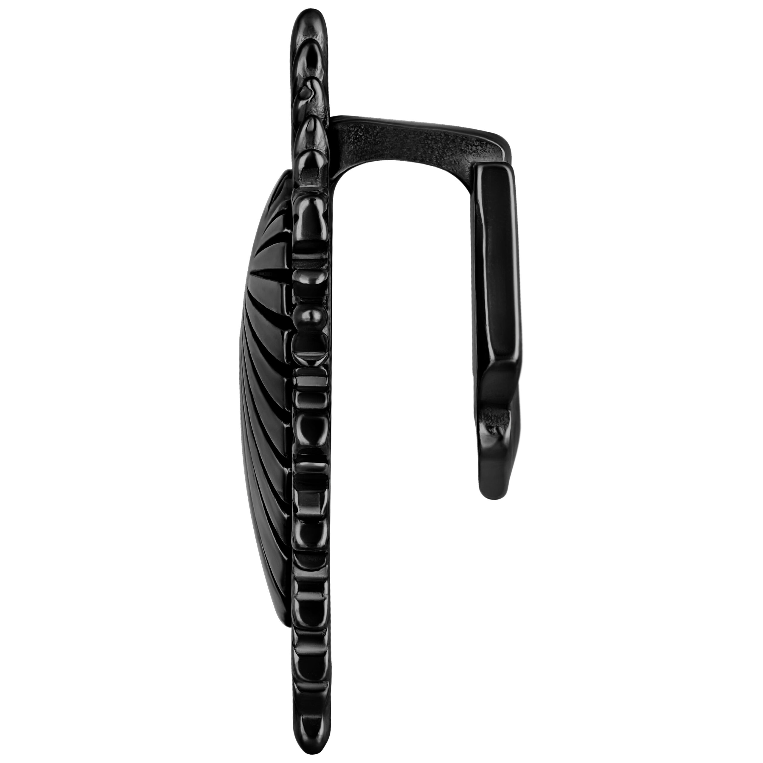 Schwarze Sacred Heart Ohrgewichte aus Metall Schwarze Ohrgewichte Sacred Heart aus Chirurgenstahl, seitliche Ansicht