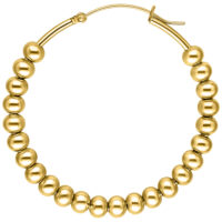 Goldene Bubble Hoops Ohrringe aus Chirurgenstahl Runde goldene Creolen mit Kugeldesign auf weißem Hintergrund