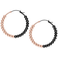 Zwei Bubble Hoops Ohrringe aus Chirurgenstahl in Roségold und Schwarz auf weißem Hintergrund