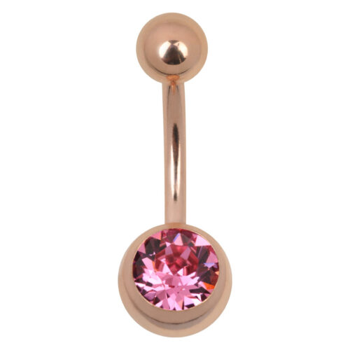 Ruusu-kultainen Bananabell vaaleanpunaisella kristallilla valkoisella taustalla