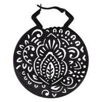 Runder schwarzer Ohrring mit Mehndi-Muster aus Chirurgenstahl