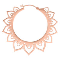 Roségoldene Herz Creolen Ohrringe aus Chirurgenstahl 316L auf weißem Hintergrund