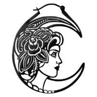 Schwarze Skull Couple Hoops aus Chirurgenstahl Schwarze Ohrringe mit Totenkopf-Design aus Chirurgenstahl auf weißem Hintergrund