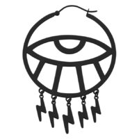 Schwarze Thunderflash Eye Ohrringe aus Chirurgenstahl auf weißem Hintergrund