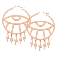 Ruusukultaiset Thunderflash Eye Hoops salamakoristeilla valkoisella taustalla