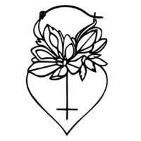 Schwarze Dahlia Hoops Ohrringe aus Chirurgenstahl 316L auf weißem Hintergrund