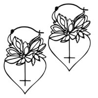 Zwei schwarze Dahlia Hoops Ohrringe mit Blumenmotiv auf weißem Hintergrund