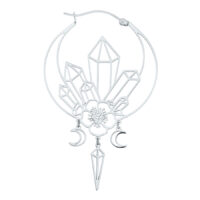 Silberne Ohrringe mit Kristall-Design und Klappverschluss auf weißem Hintergrund