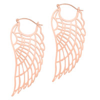 Kaksi ruusuhopeista Wing Hoopsia kiiltävästä kirurginteräksestä valkoisella taustalla