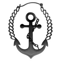 Schwarze Anker-Ohrringe aus Chirurgenstahl auf weißem Hintergrund