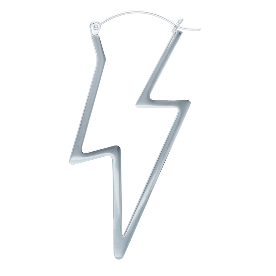 Hopeinen salamakorvakoru kirurginteräksestä valkoisella taustalla