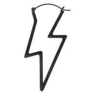 Schwarze Blitz-Ohrringe aus Chirurgenstahl 316L auf weißem Hintergrund