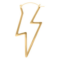 Goldener Blitzförmiger Ohrring aus Chirurgenstahl auf weißem Hintergrund
