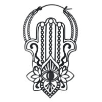 Schwarze Khamsa Hoops Ohrringe aus Chirurgenstahl 316L, hochglanzpoliert